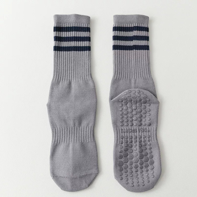 Hawecc | Indoor Mid-Calf Socks for Women with Grip and Split Toe