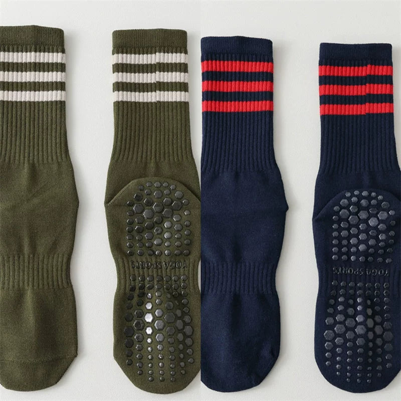 Hawecc | Indoor Mid-Calf Socks for Women with Grip and Split Toe