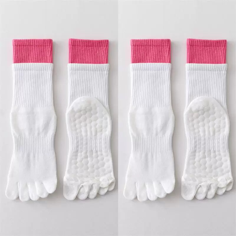 Hawecc | Split-Toe Mid-Calf Socks for Yoga, Pilates, and Barre