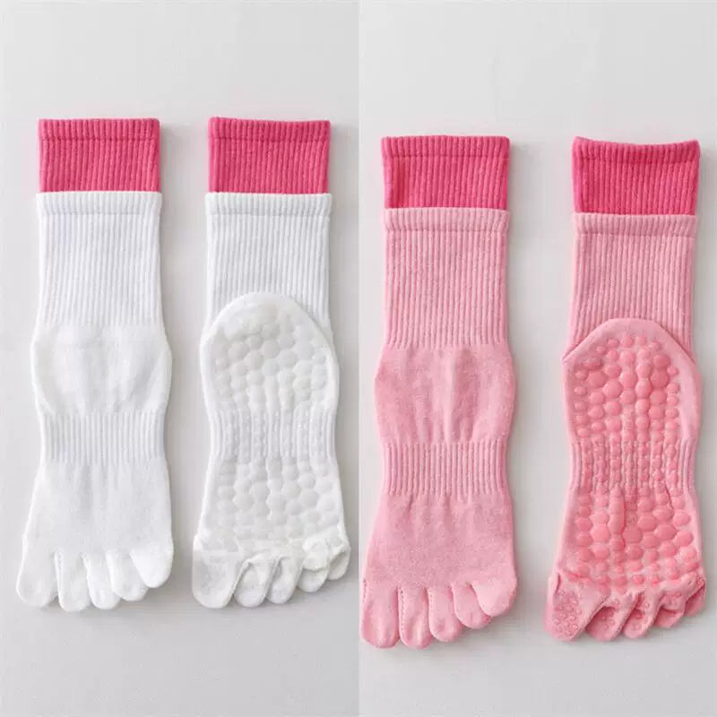 Hawecc | Split-Toe Mid-Calf Socks for Yoga, Pilates, and Barre