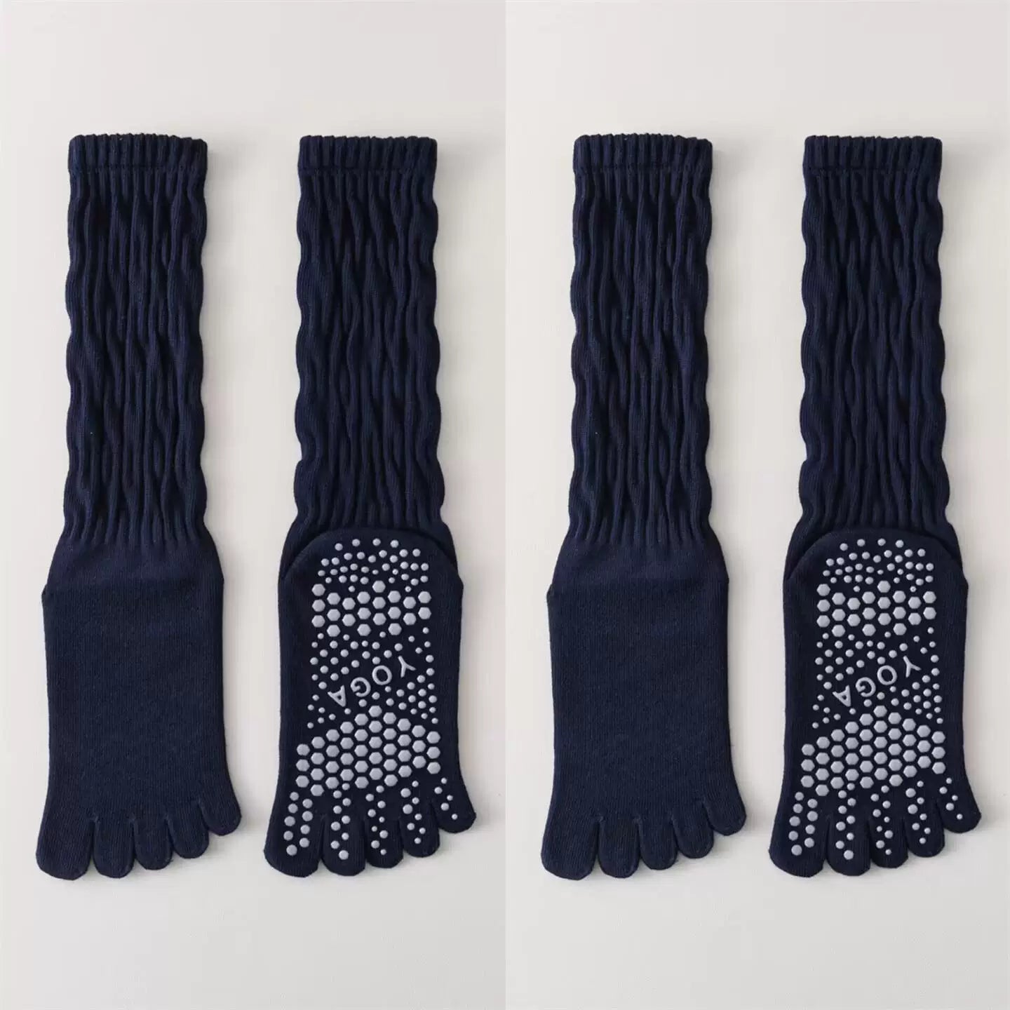 Hawecc | Women’s Split-Toe Mid-Calf Grip Socks for Yoga