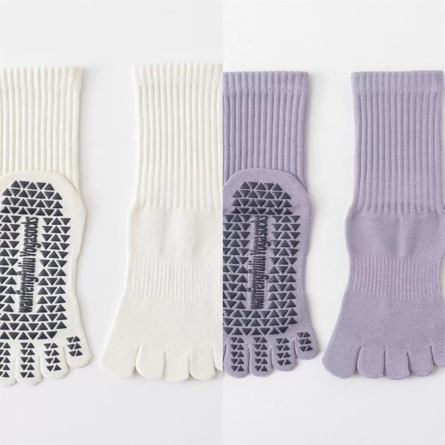 Hawecc | Indoor Fitness Socks for Women with Split Toe and Grip