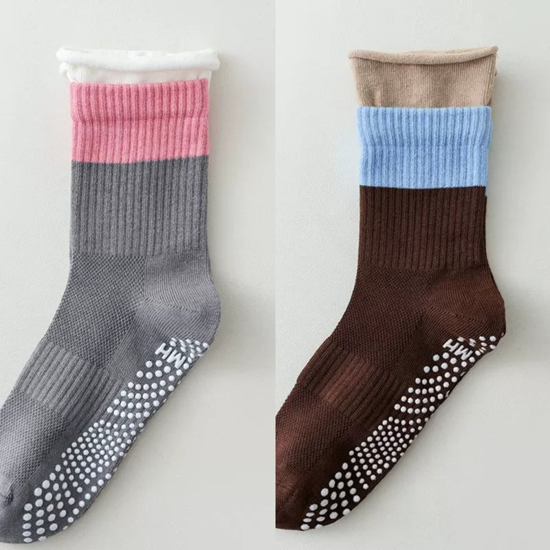 Hawecc | Non-Slip Split-Toe Mid-Calf Socks for Floor Workouts