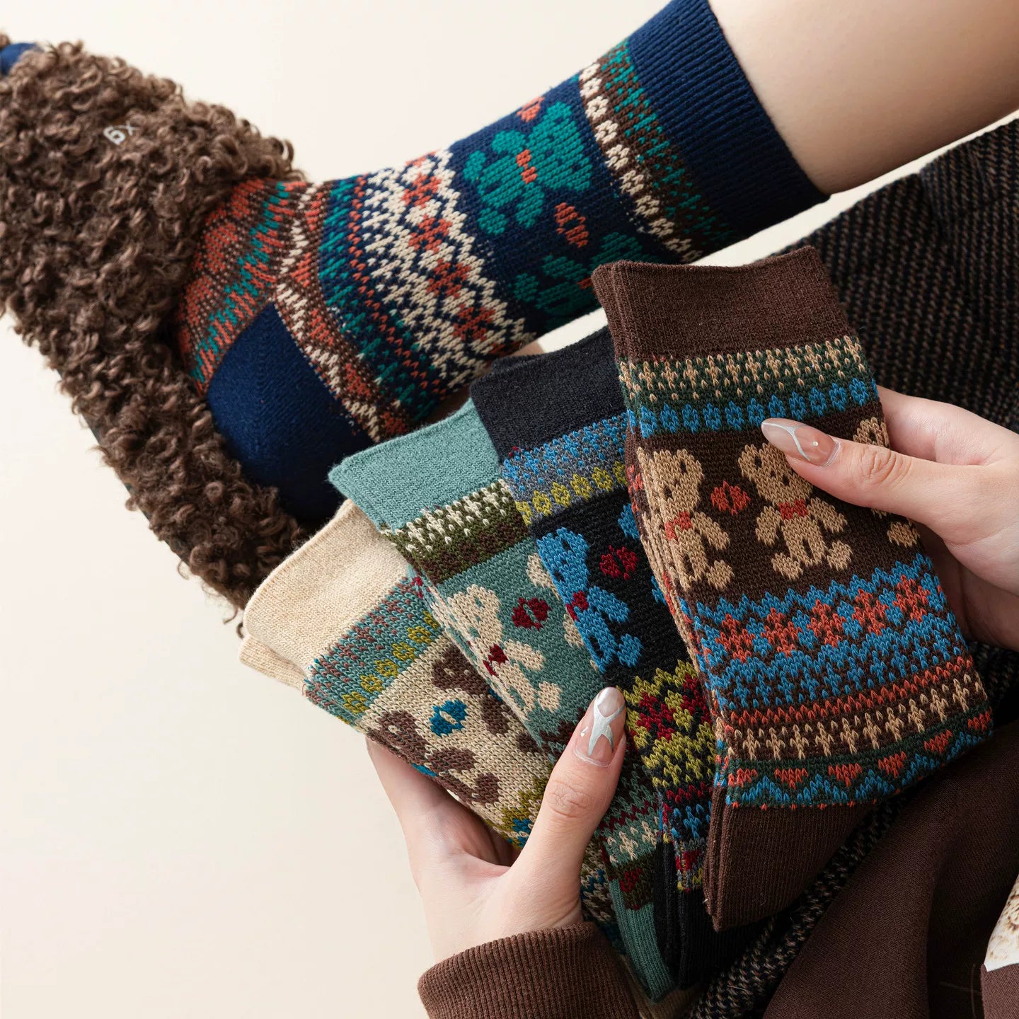 Hawecc | Split-Toe Mid-Calf Socks for Home and Studio Fitness