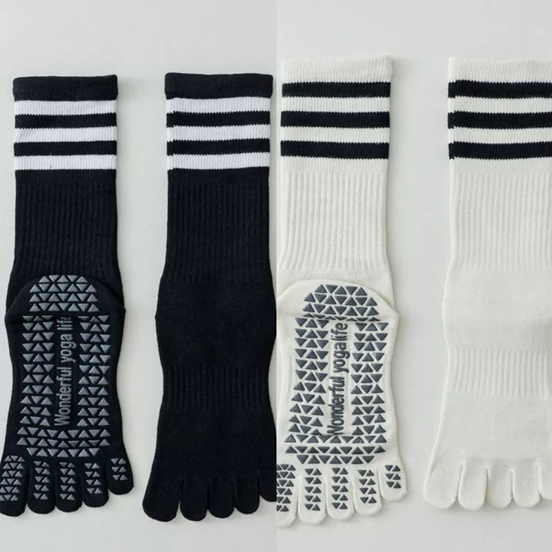 Hawecc | Women’s Split-Toe Indoor Yoga Socks with Mid-Calf Grip
