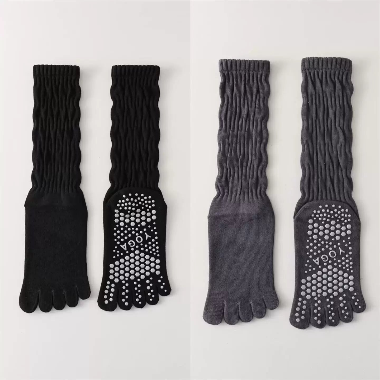 Hawecc | Women’s Split-Toe Mid-Calf Grip Socks for Yoga