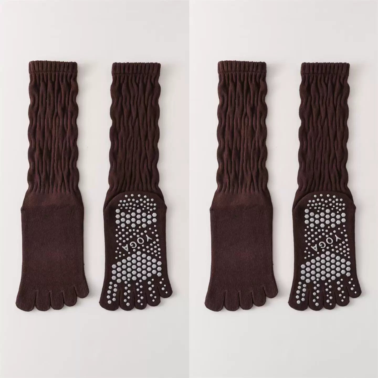 Hawecc | Women’s Split-Toe Mid-Calf Grip Socks for Yoga