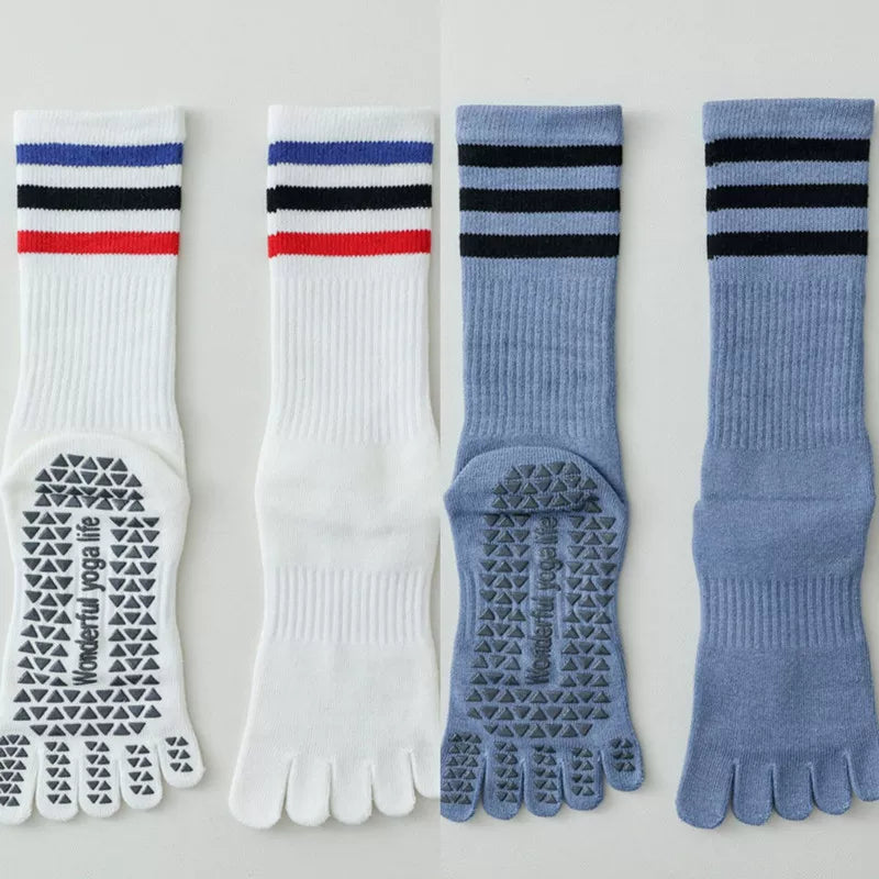 Hawecc | Women’s Split-Toe Indoor Yoga Socks with Mid-Calf Grip