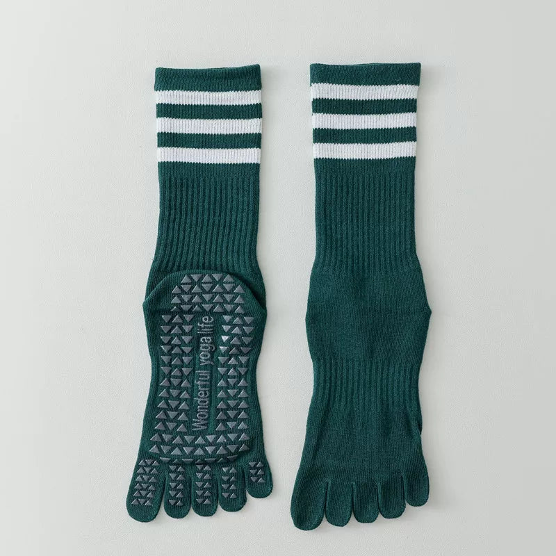 Hawecc | Women’s Split-Toe Indoor Yoga Socks with Mid-Calf Grip