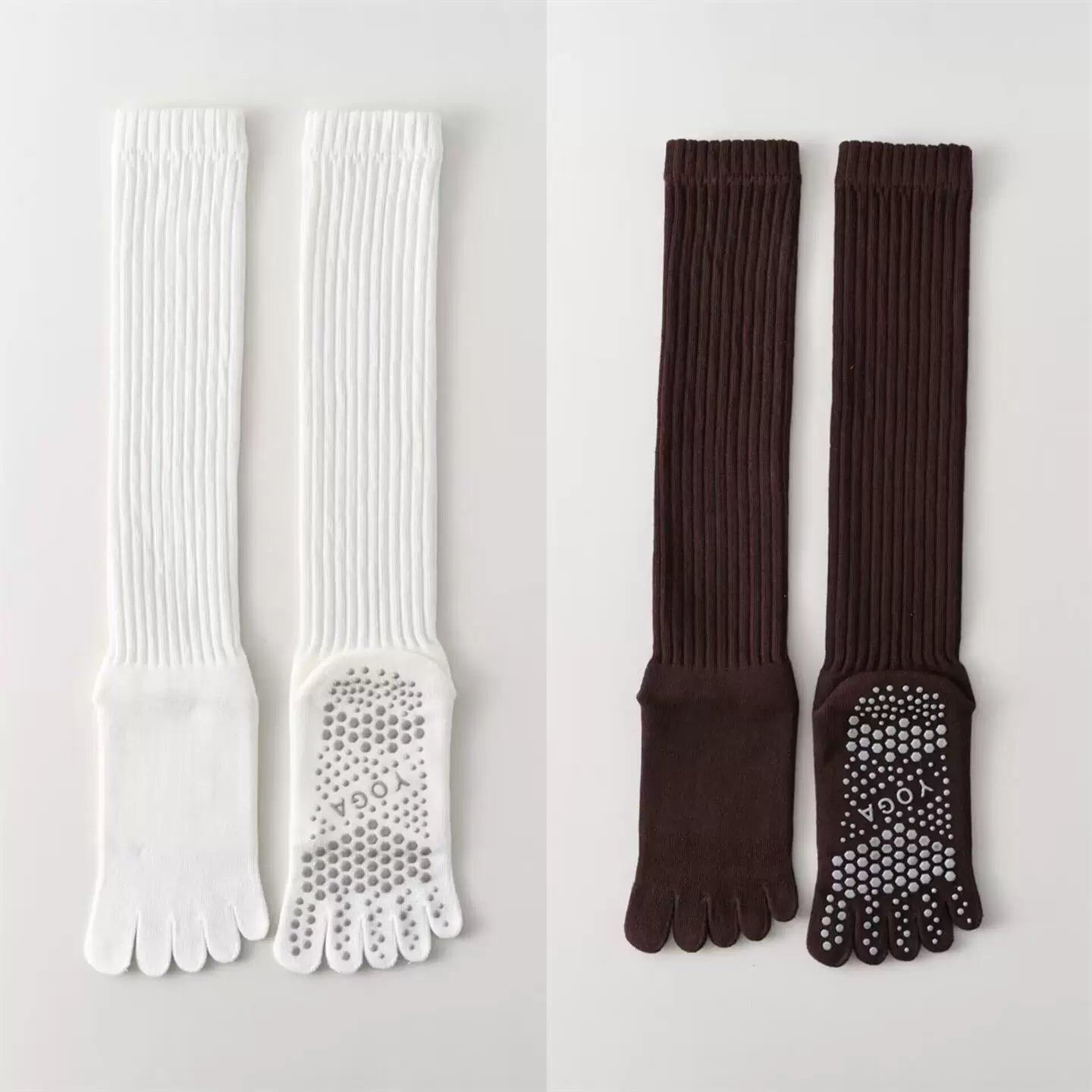 Hawecc | Indoor Split-Toe Mid-Calf Socks for Yoga