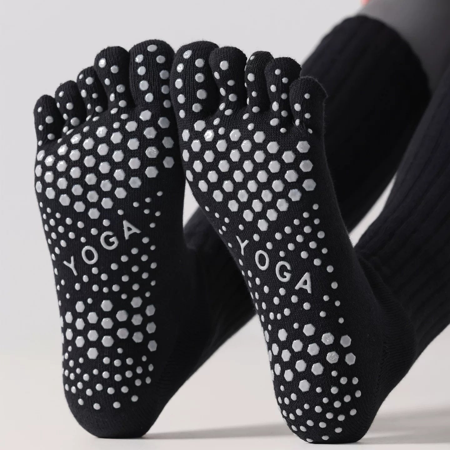 Hawecc | Indoor Split-Toe Mid-Calf Socks for Yoga