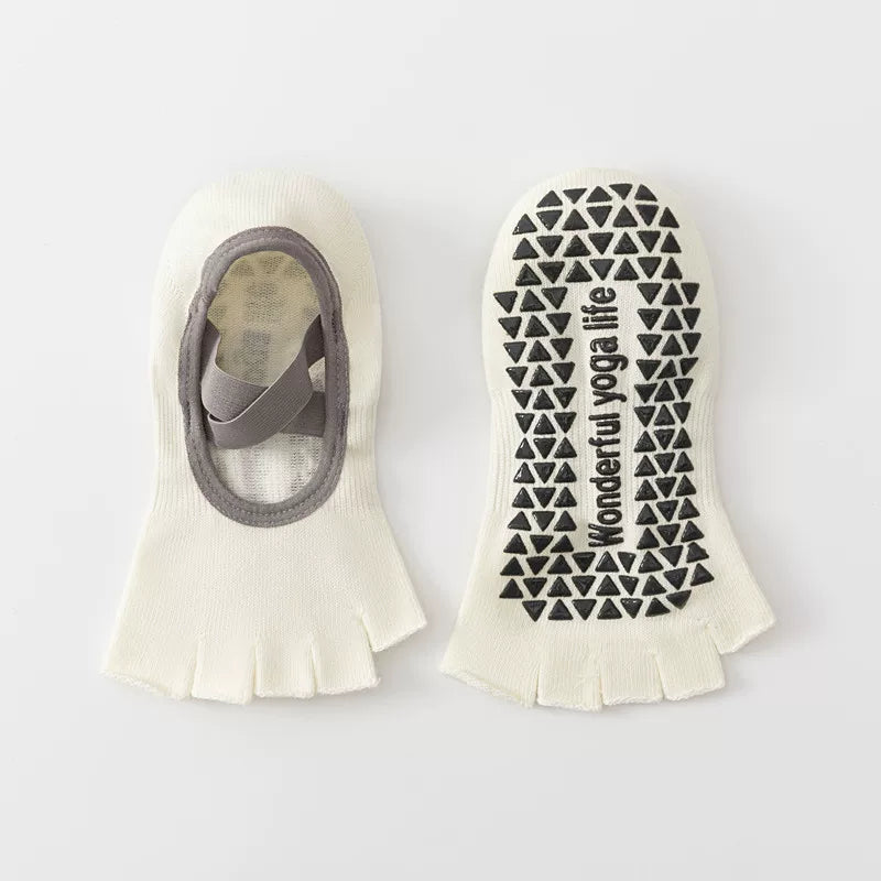 Hawecc | Women’s Mid-Calf Split-Toe Yoga Socks with Non-Slip Grip