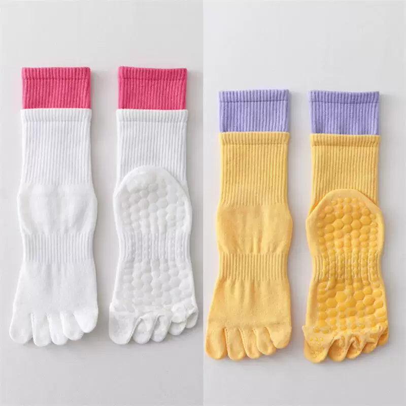 Hawecc | Split-Toe Mid-Calf Socks for Yoga, Pilates, and Barre