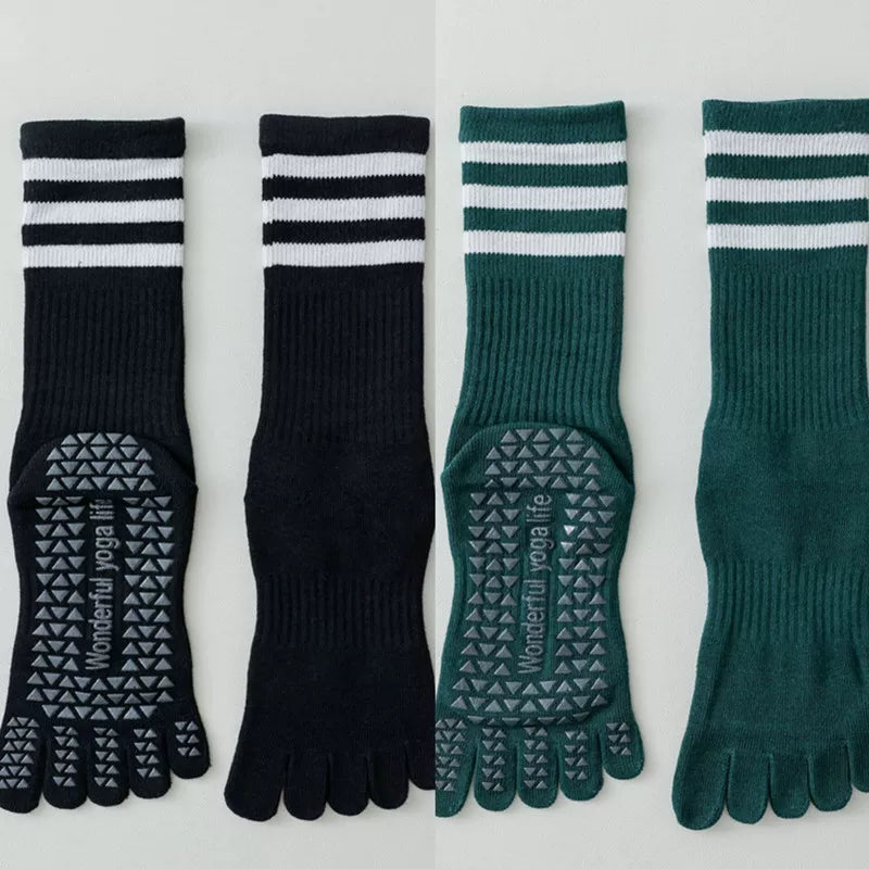 Hawecc | Women’s Split-Toe Indoor Yoga Socks with Mid-Calf Grip