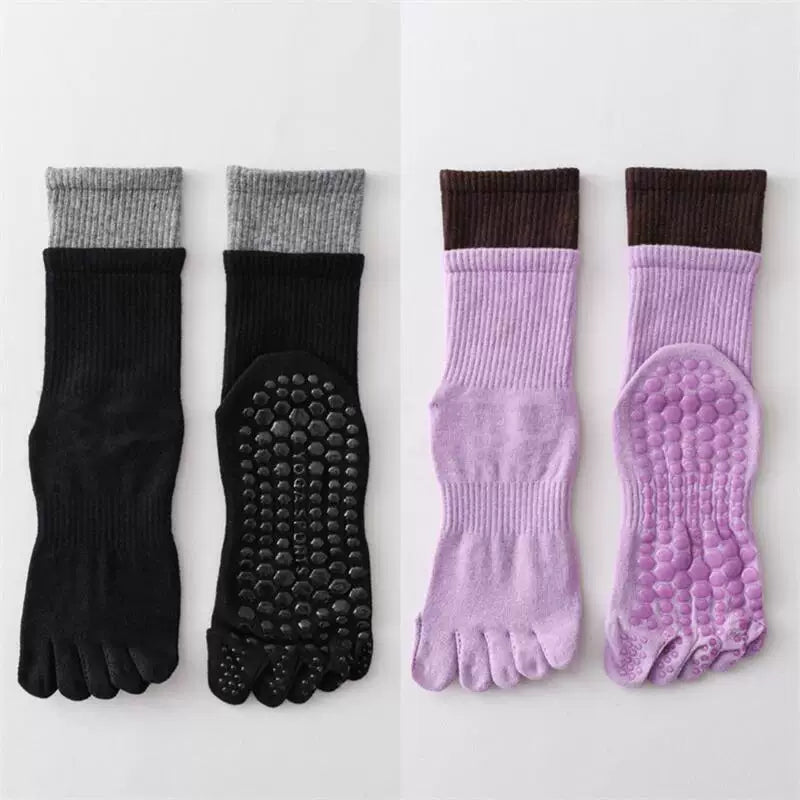 Hawecc | Split-Toe Mid-Calf Socks for Yoga, Pilates, and Barre