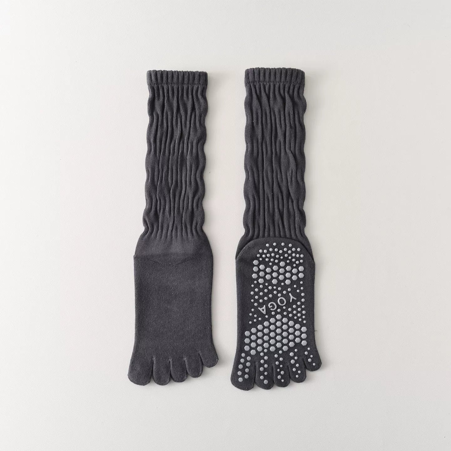 Hawecc | Women’s Split-Toe Mid-Calf Grip Socks for Yoga