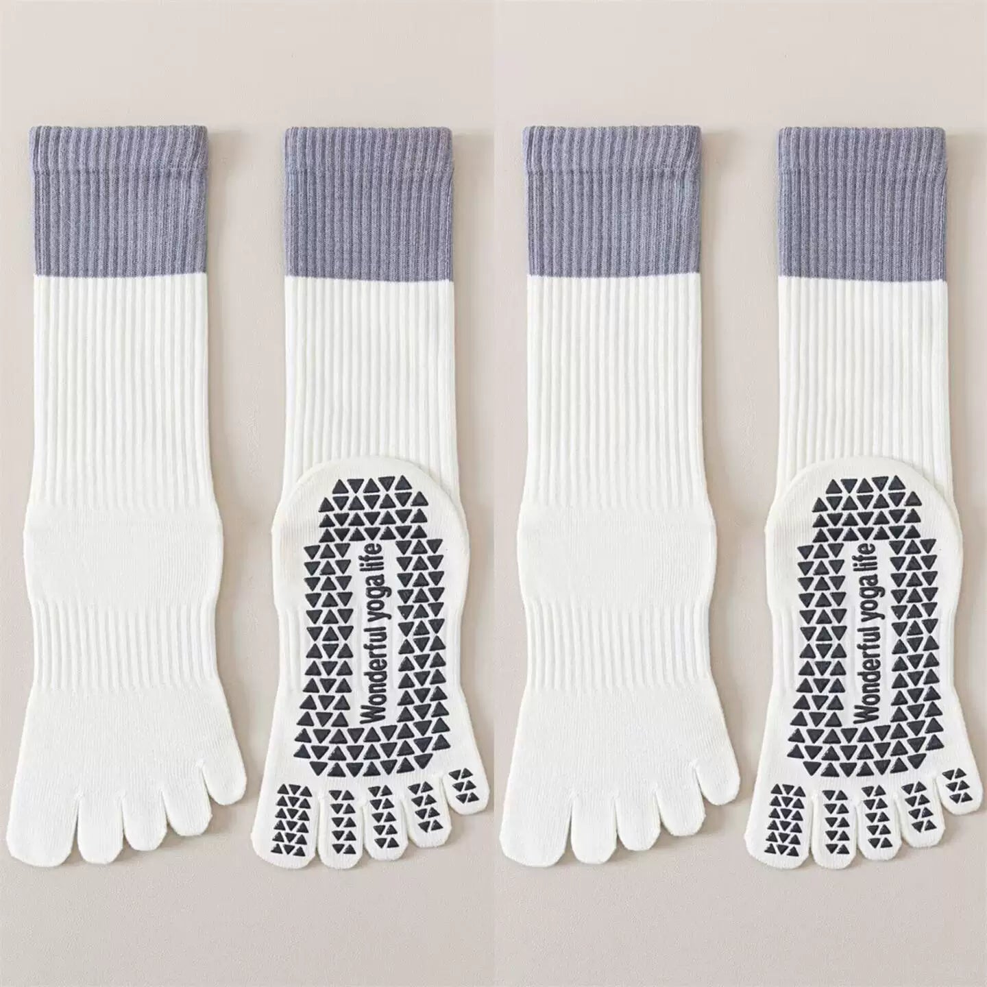 Hawecc | Mid-Calf Non-Slip Yoga Socks for Women with Split Toe Design