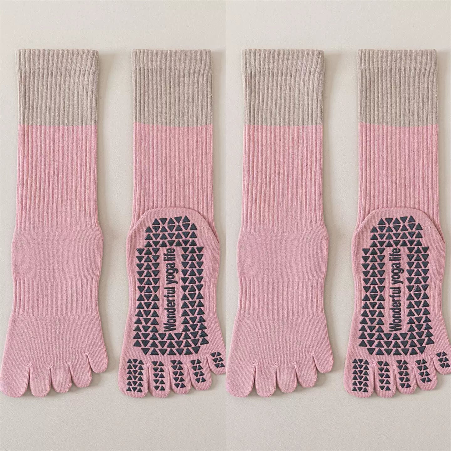 Hawecc | Mid-Calf Non-Slip Yoga Socks for Women with Split Toe Design