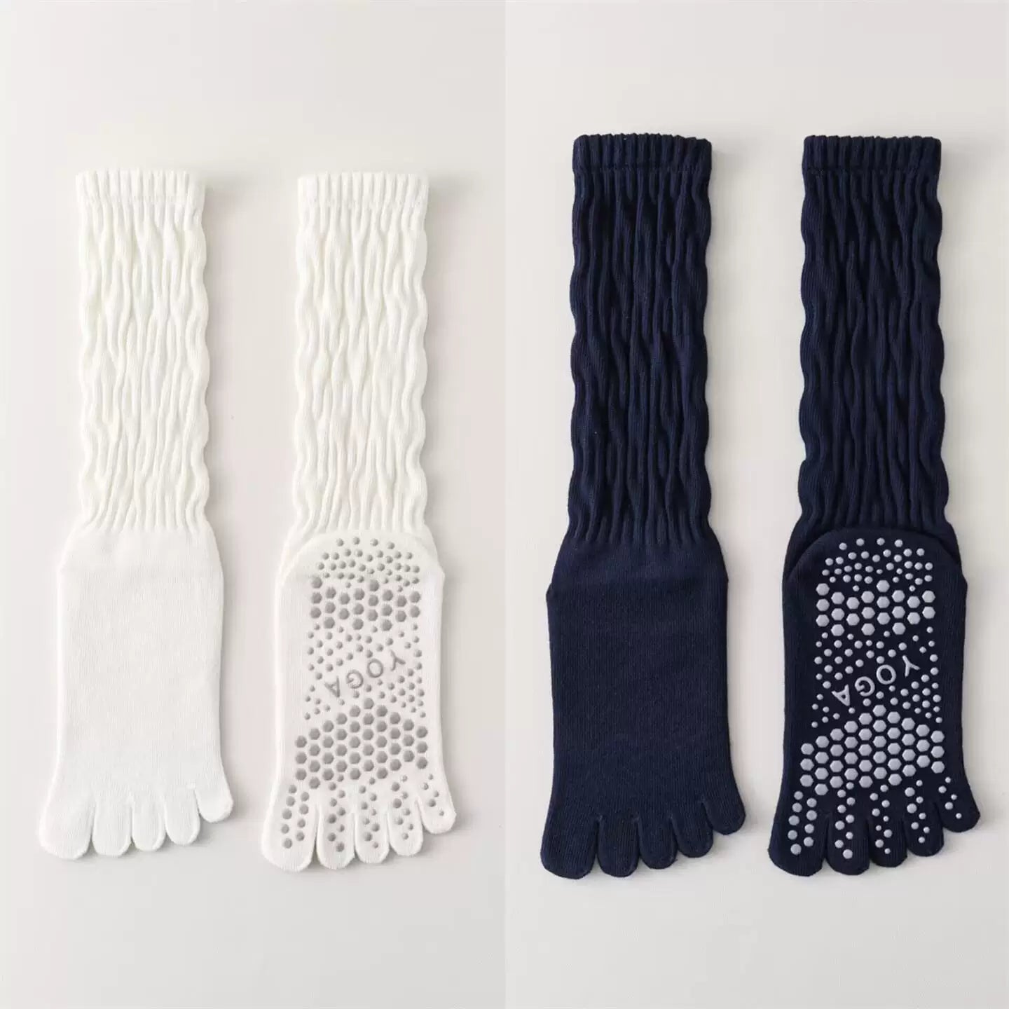 Hawecc | Women’s Split-Toe Mid-Calf Grip Socks for Yoga