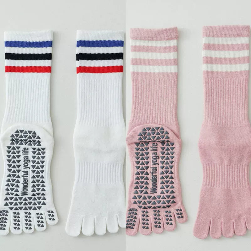 Hawecc | Women’s Split-Toe Indoor Yoga Socks with Mid-Calf Grip