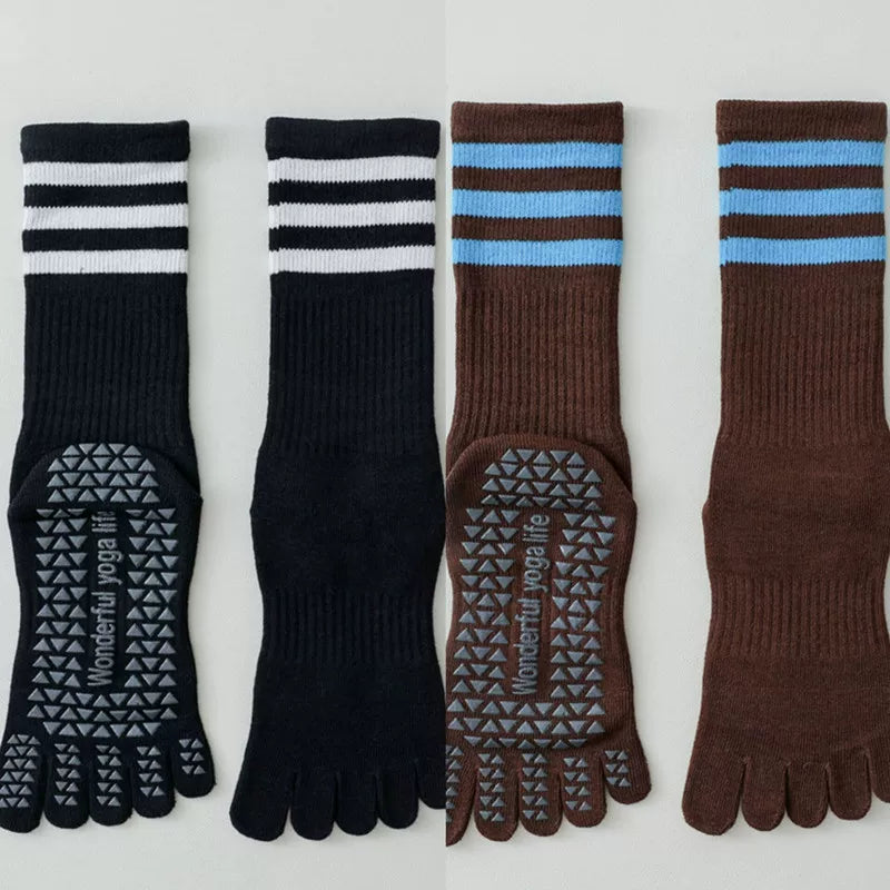 Hawecc | Women’s Split-Toe Indoor Yoga Socks with Mid-Calf Grip