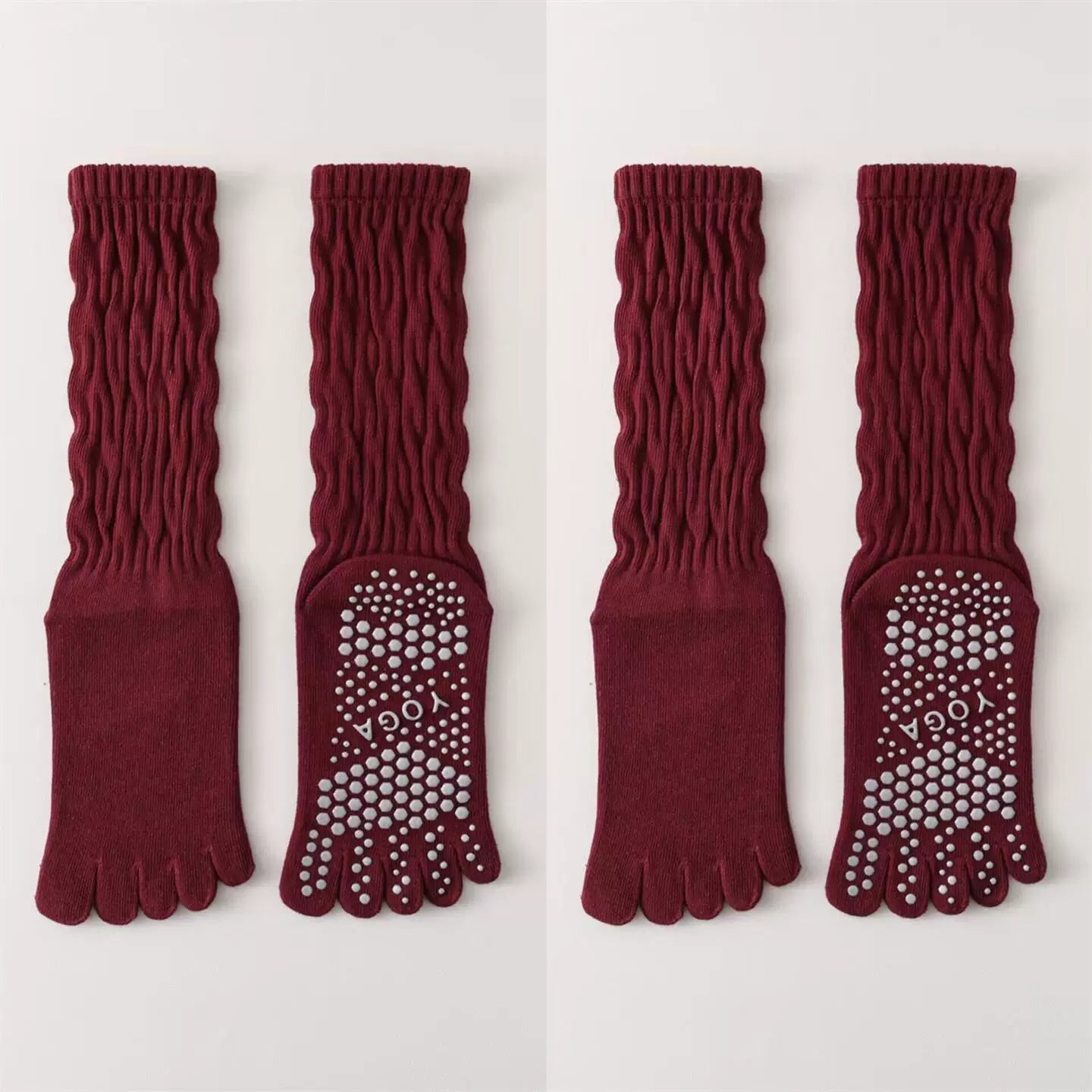 Hawecc | Women’s Split-Toe Mid-Calf Grip Socks for Yoga