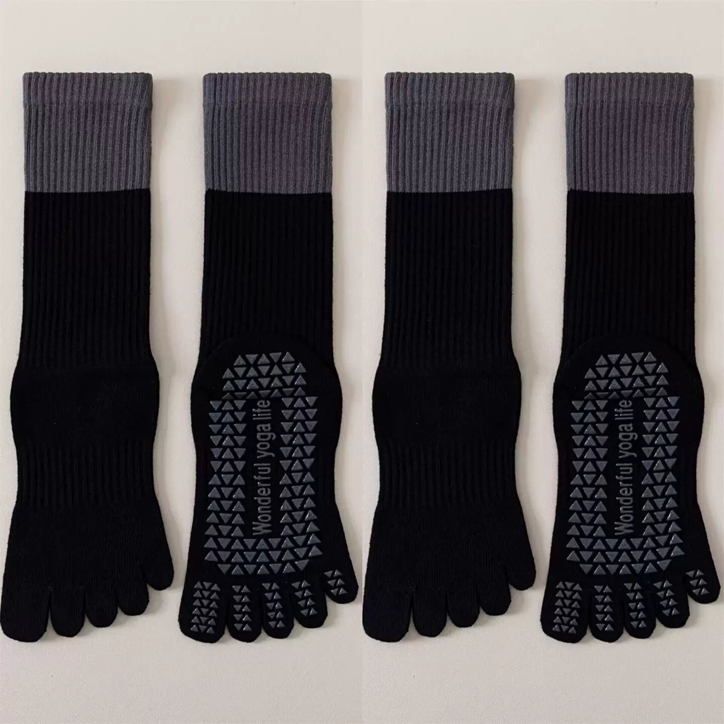 Hawecc | Mid-Calf Non-Slip Yoga Socks for Women with Split Toe Design