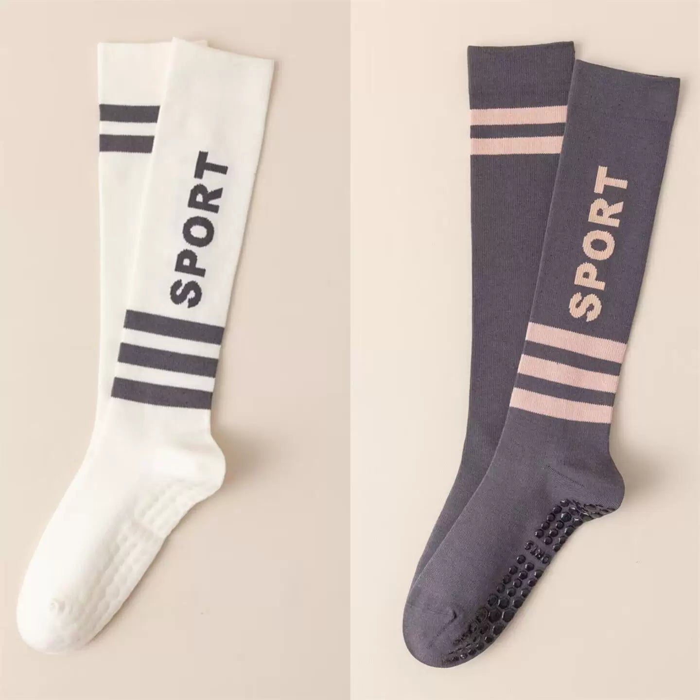 Hawecc | Women’s Mid-Calf Grip Socks for Pilates, Yoga, and Barre