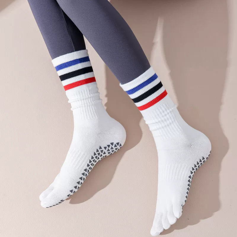Hawecc | Women’s Split-Toe Indoor Yoga Socks with Mid-Calf Grip