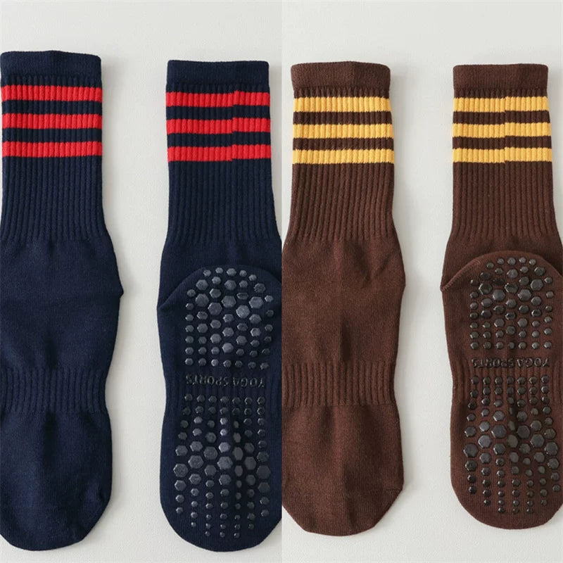 Hawecc | Indoor Mid-Calf Socks for Women with Grip and Split Toe