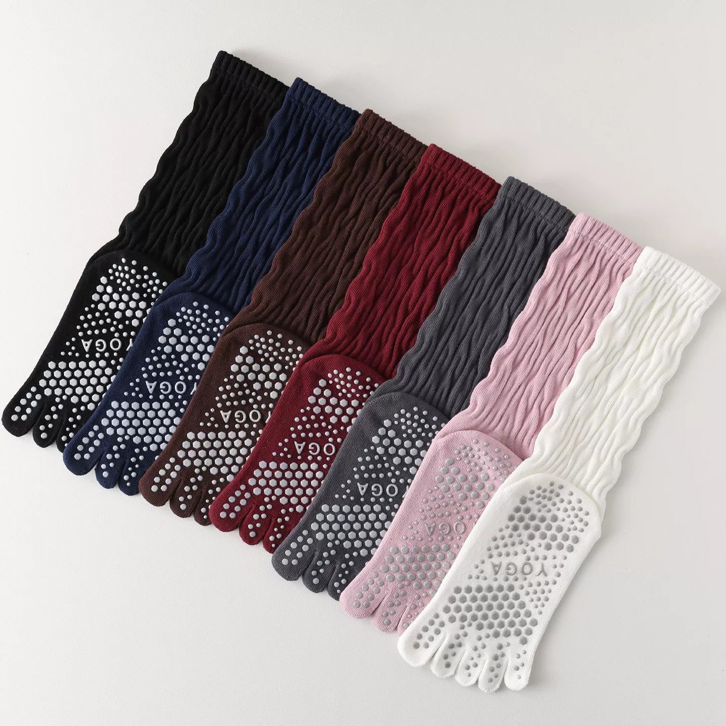 Hawecc | Women’s Split-Toe Mid-Calf Grip Socks for Yoga