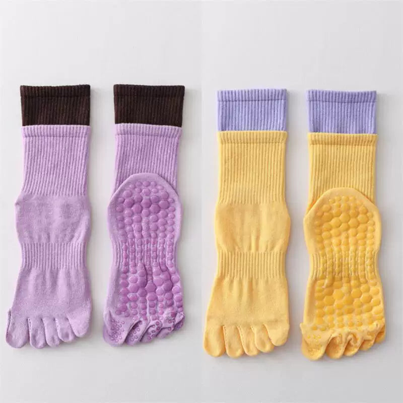 Hawecc | Split-Toe Mid-Calf Socks for Yoga, Pilates, and Barre