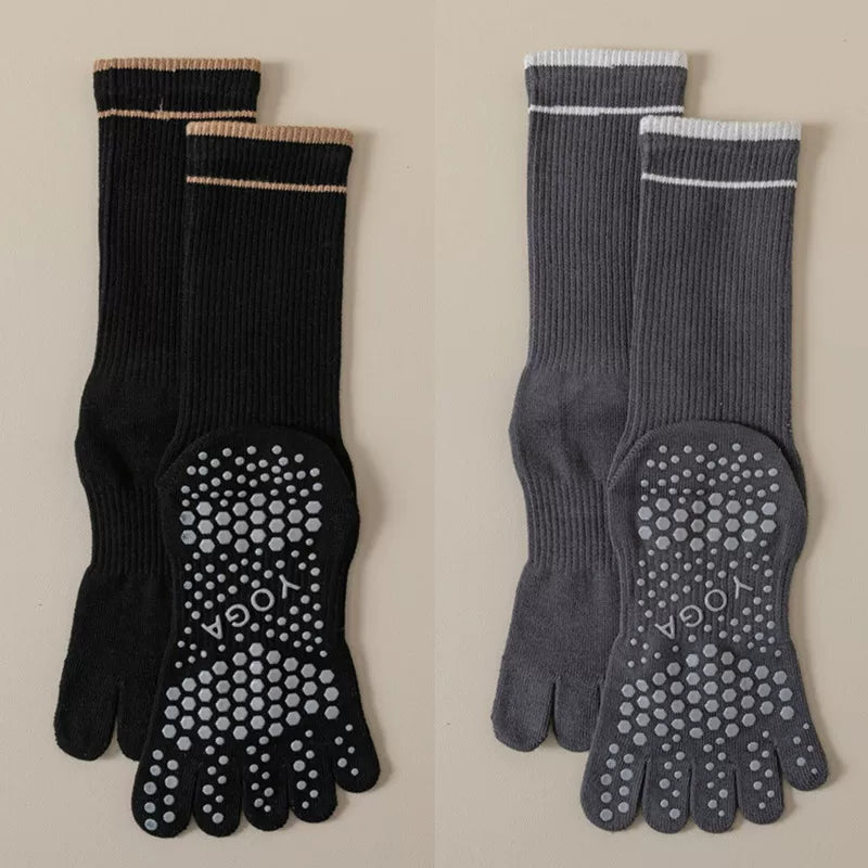 Hawecc | Women’s Split-Toe Grip Socks for Home and Studio