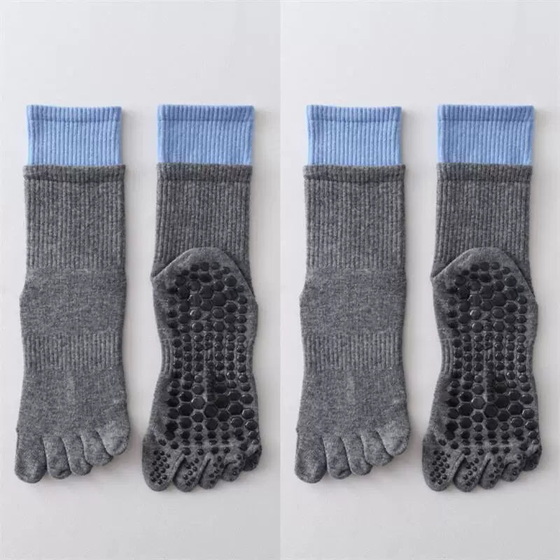 Hawecc | Split-Toe Mid-Calf Socks for Yoga, Pilates, and Barre