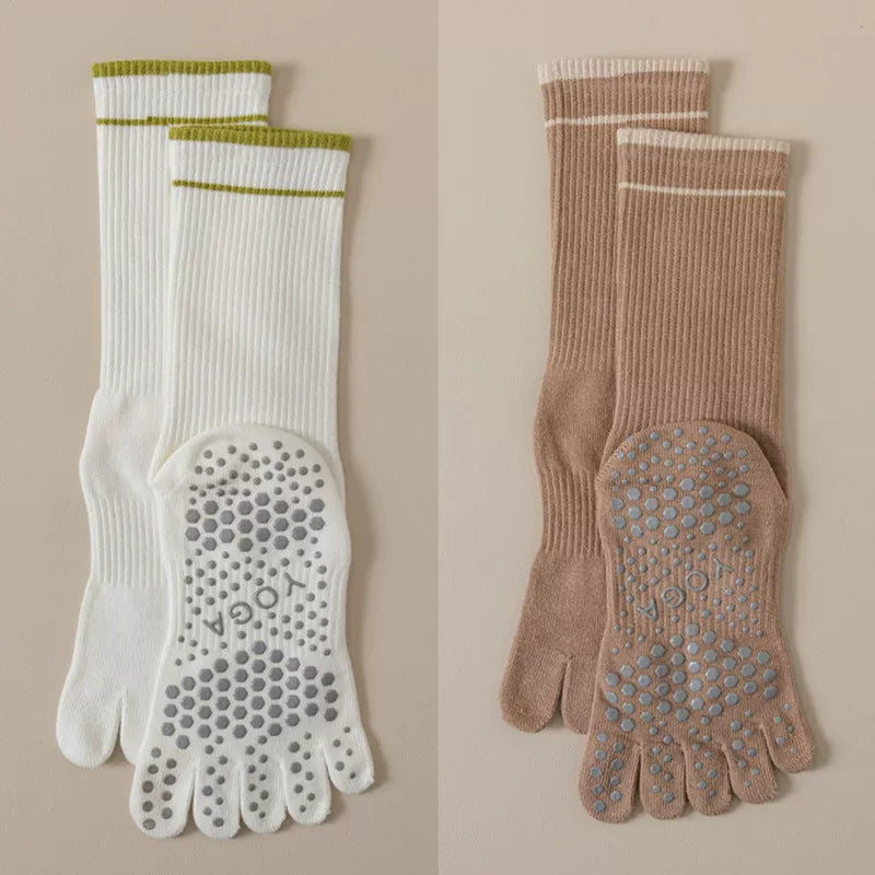 Hawecc | Women’s Split-Toe Grip Socks for Home and Studio