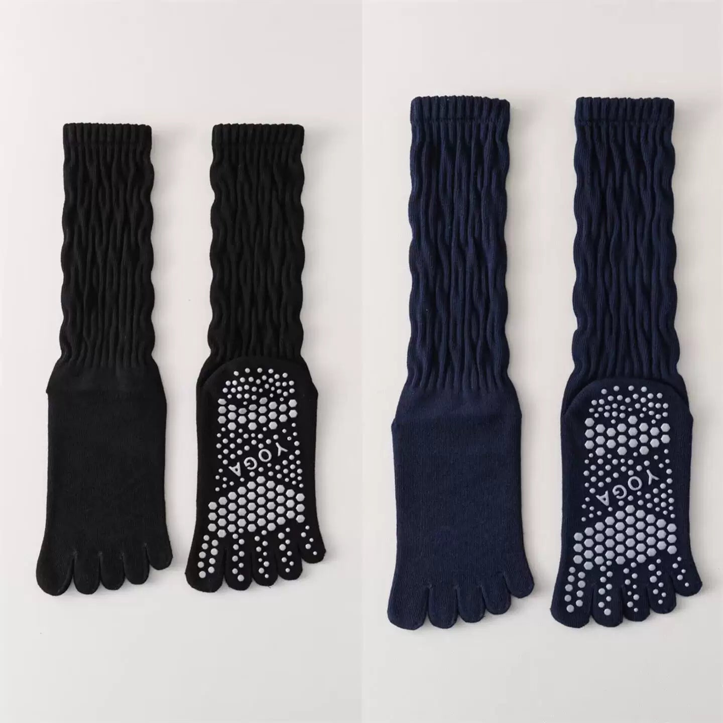 Hawecc | Women’s Split-Toe Mid-Calf Grip Socks for Yoga