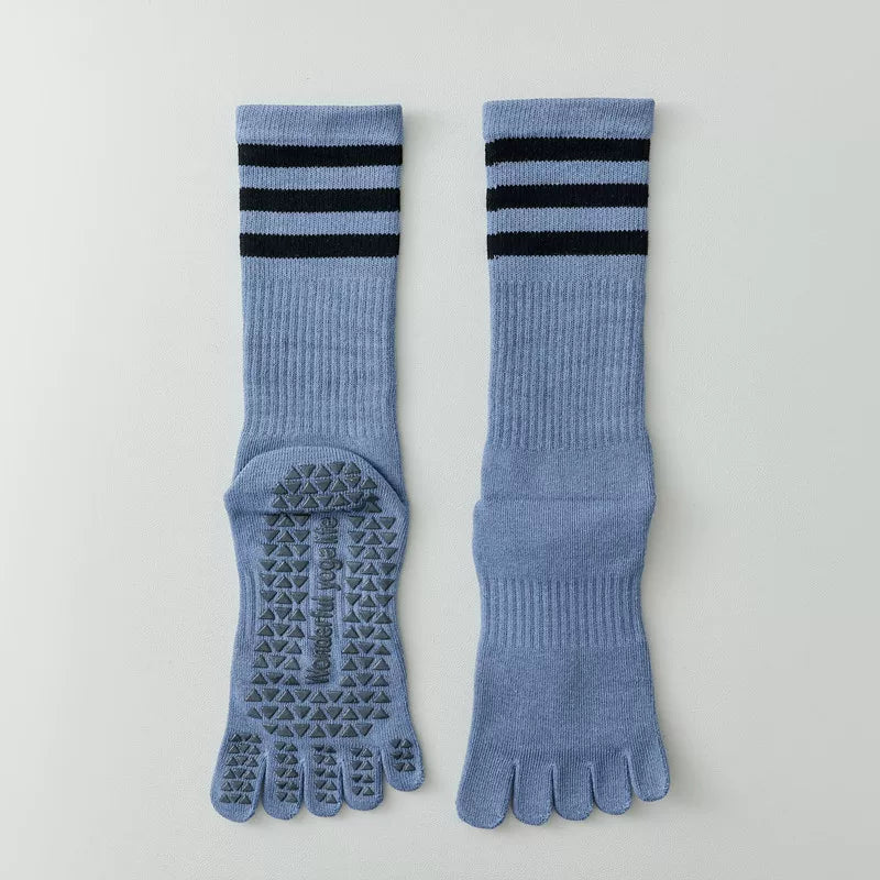 Hawecc | Women’s Split-Toe Indoor Yoga Socks with Mid-Calf Grip