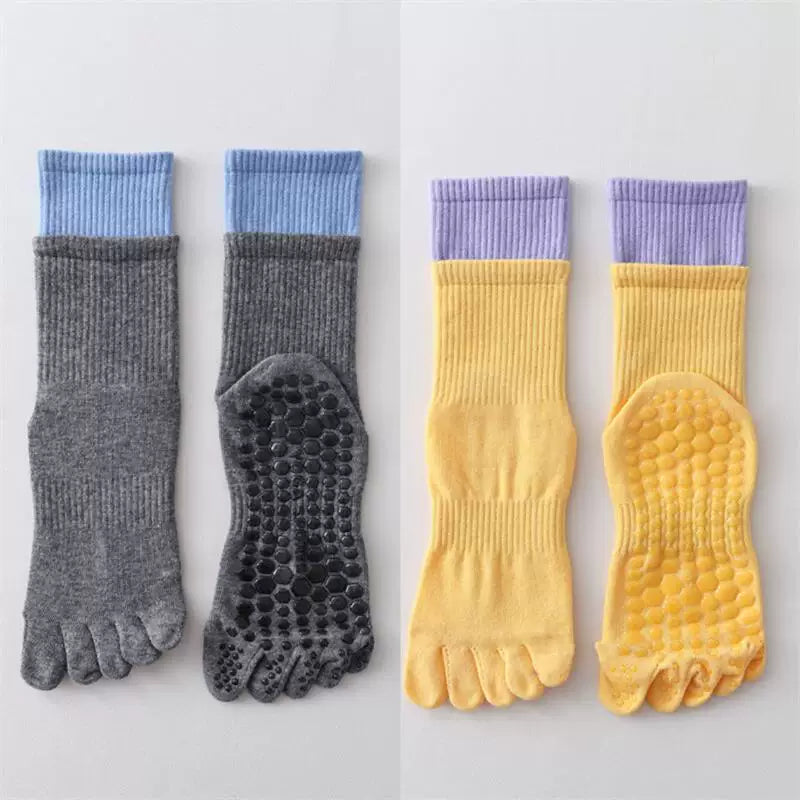 Hawecc | Split-Toe Mid-Calf Socks for Yoga, Pilates, and Barre