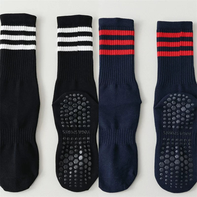 Hawecc | Indoor Mid-Calf Socks for Women with Grip and Split Toe