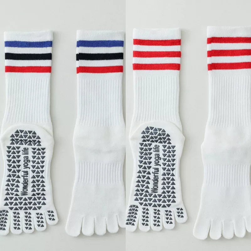 Hawecc | Women’s Split-Toe Indoor Yoga Socks with Mid-Calf Grip