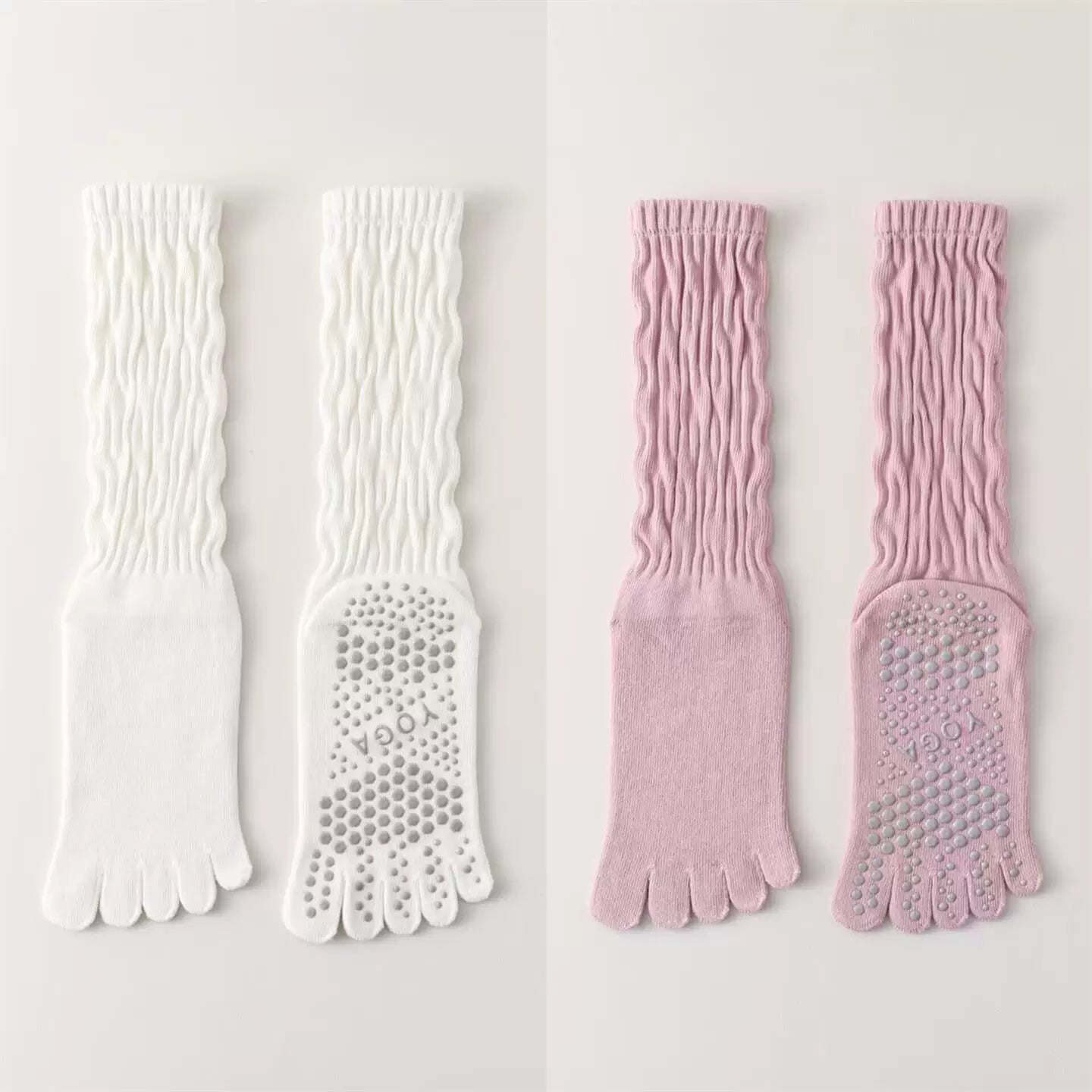 Hawecc | Women’s Split-Toe Mid-Calf Grip Socks for Yoga