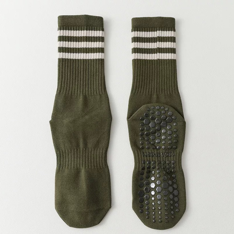 Hawecc | Indoor Mid-Calf Socks for Women with Grip and Split Toe