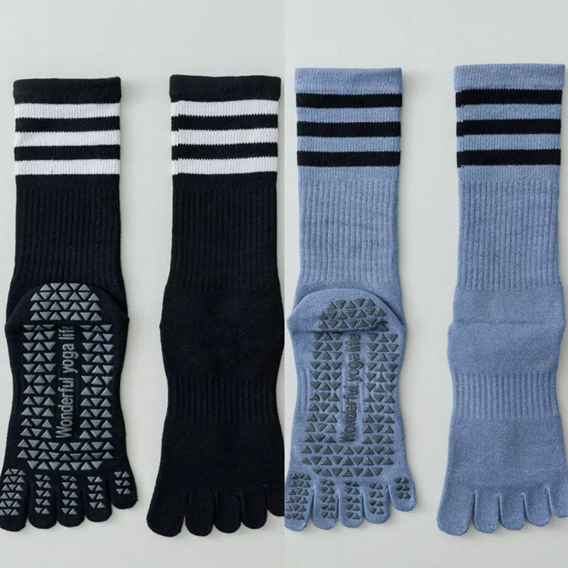 Hawecc | Women’s Split-Toe Indoor Yoga Socks with Mid-Calf Grip