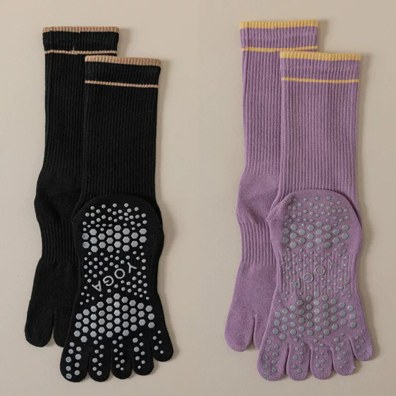 Hawecc | Women’s Split-Toe Grip Socks for Home and Studio
