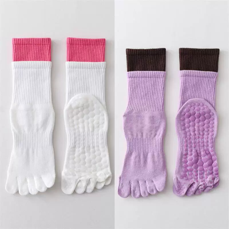 Hawecc | Split-Toe Mid-Calf Socks for Yoga, Pilates, and Barre