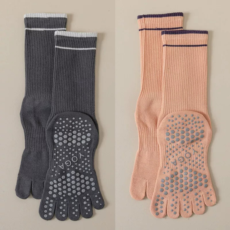 Hawecc | Women’s Split-Toe Grip Socks for Home and Studio