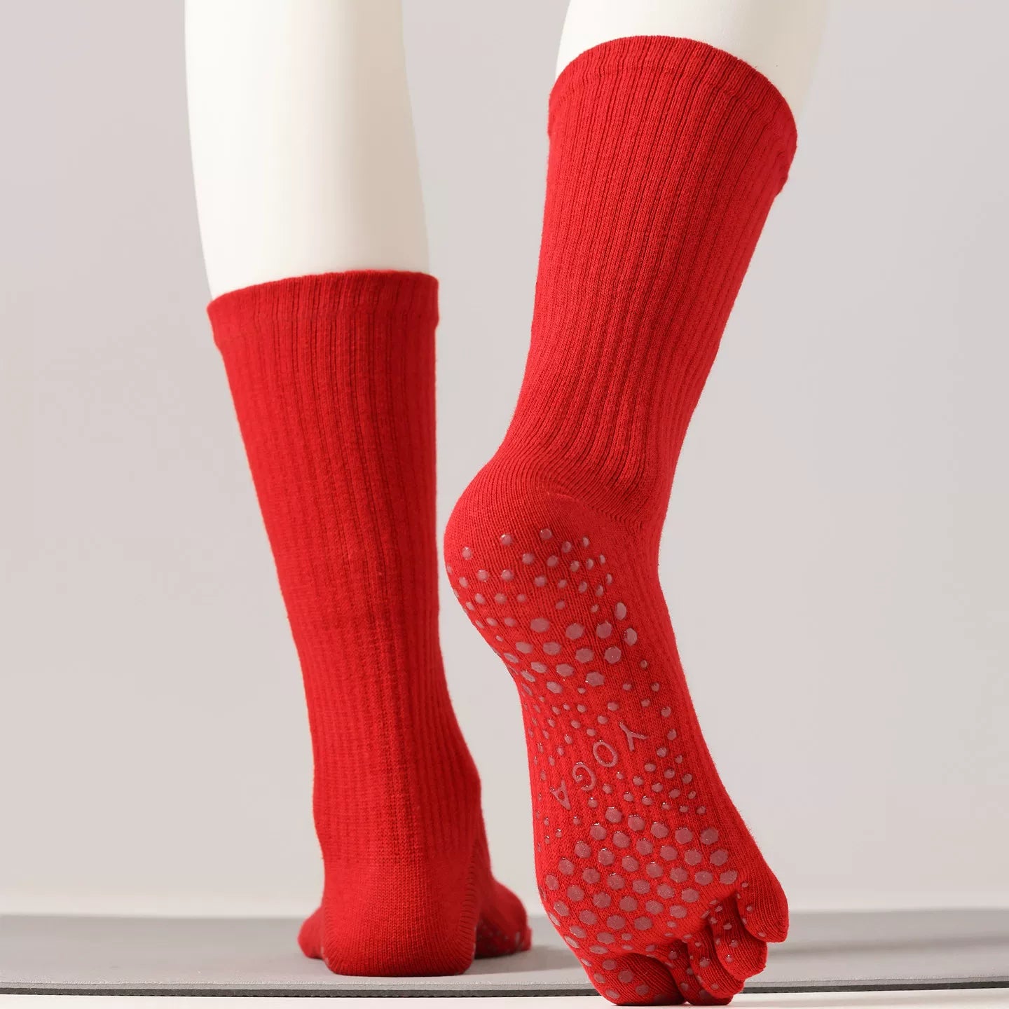 Hawecc | Non-Slip Split-Toe Socks for Women’s Mid-Calf Fitness