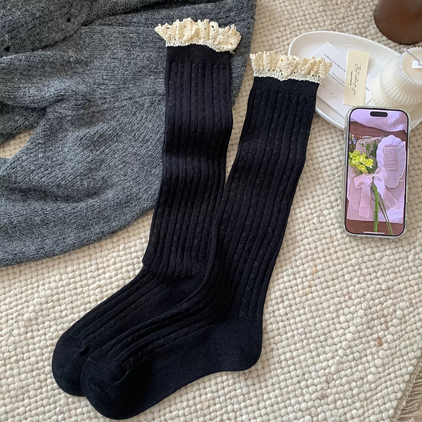 Hawecc | Mid-Calf Grip Socks for Women’s Pilates and Yoga