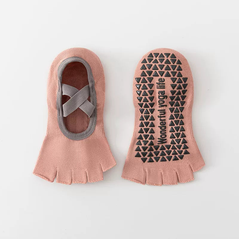 Hawecc | Women’s Mid-Calf Split-Toe Yoga Socks with Non-Slip Grip