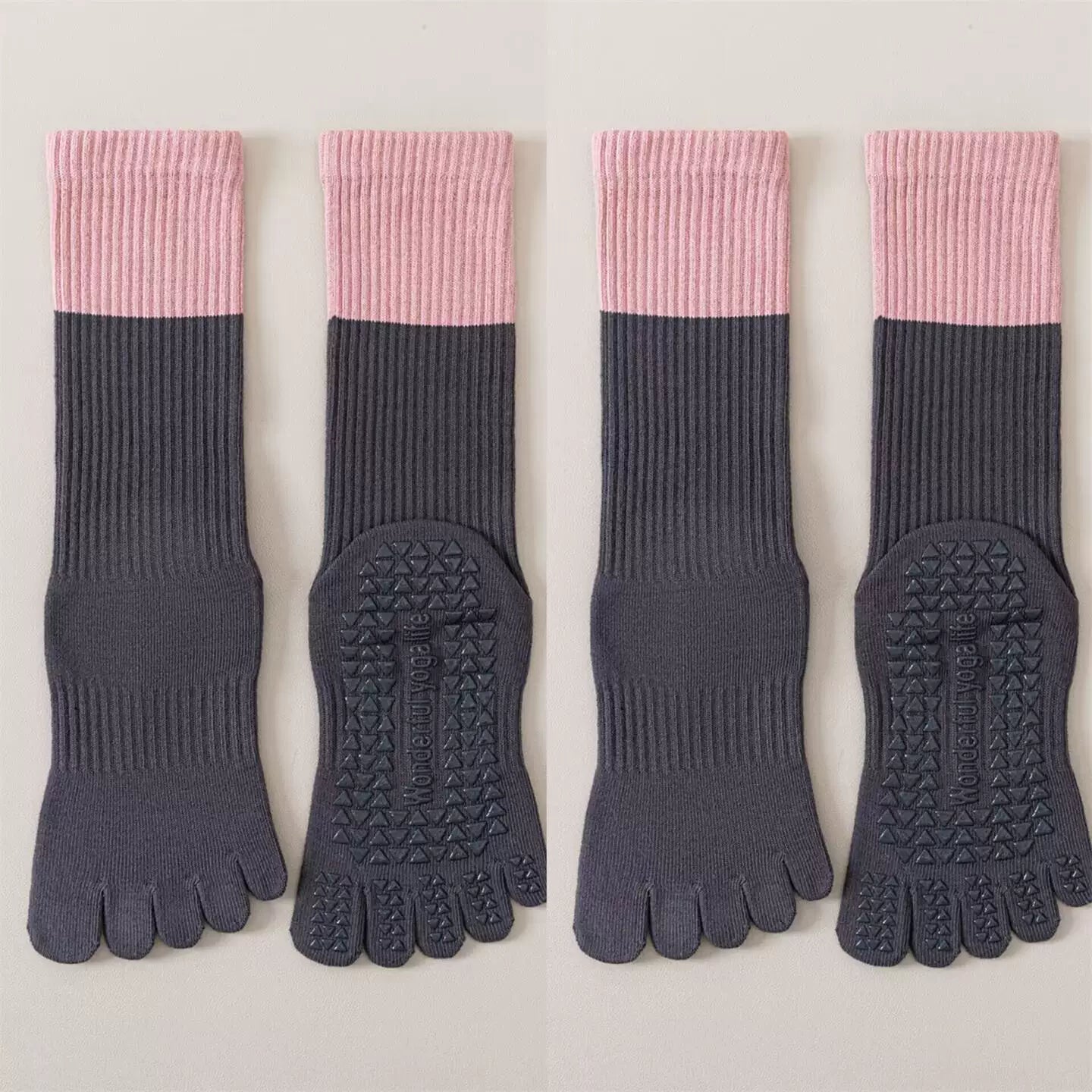 Hawecc | Mid-Calf Non-Slip Yoga Socks for Women with Split Toe Design